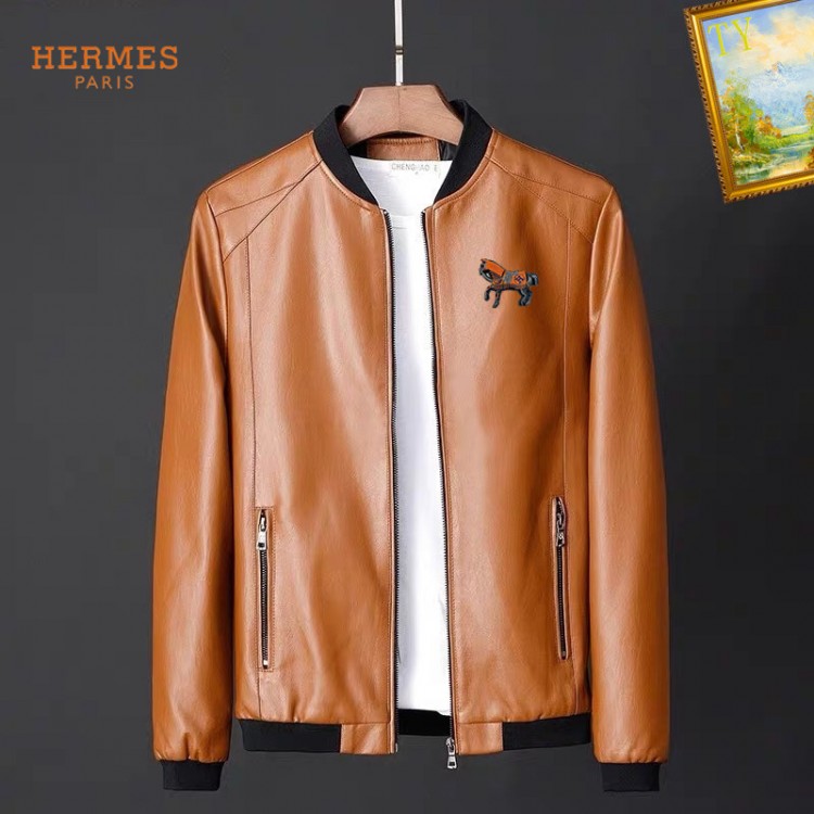 2025 giubbotto pelle hermes uomo CF2169613